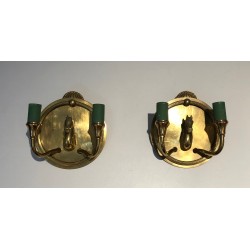 Pair of Bronze Horse-Head Wall Sconces, in the Manner of Maison Charles, Circa 1940