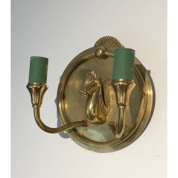 Pair of Bronze Horse-Head Wall Sconces, in the Manner of Maison Charles, Circa 1940