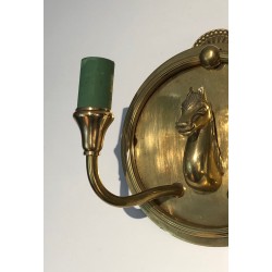 Paire d'Appliques en Bronze à Têtes de Cheval