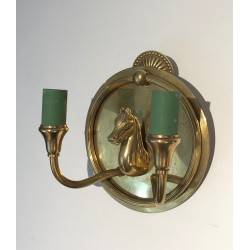 Pair of Bronze Horse-Head Wall Sconces, in the Manner of Maison Charles, Circa 1940