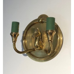 Paire d'Appliques en Bronze à Têtes de Cheval