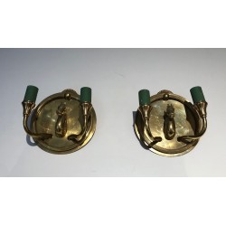 Pair of Bronze Horse-Head Wall Sconces, in the Manner of Maison Charles, Circa 1940