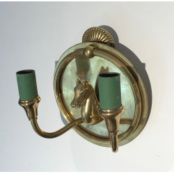 Pair of Bronze Horse-Head Wall Sconces, in the Manner of Maison Charles, Circa 1940