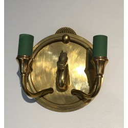 Pair of Bronze Horse-Head Wall Sconces, in the Manner of Maison Charles, Circa 1940