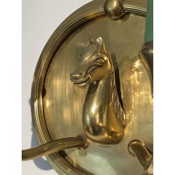 Paire d'Appliques en Bronze à Têtes de Cheval