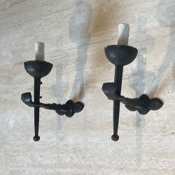 Pair of Gothic Style Wrought Iron Wall Lights