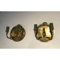 Pair of Bronze Horse-Head Wall Sconces, in the Manner of Maison Charles, Circa 1940