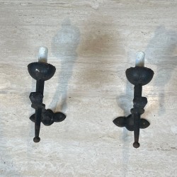 Pair of Gothic Style Wrought Iron Wall Lights