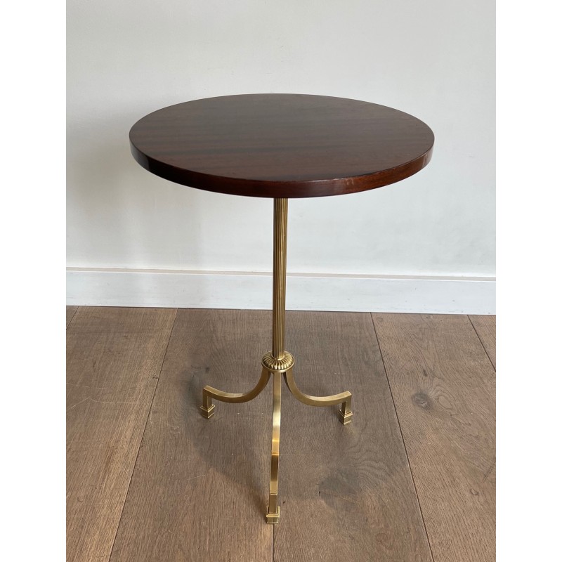 Neoclassical Brass and Mahogany Tripod Guéridon, Maison Jansen, Circa 1940