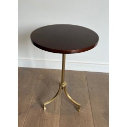 Neoclassical Brass and Mahogany Tripod Guéridon, Maison Jansen, Circa 1940