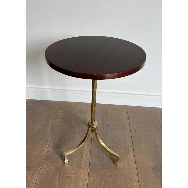 Neoclassical Brass and Mahogany Tripod Guéridon, Maison Jansen, Circa 1940