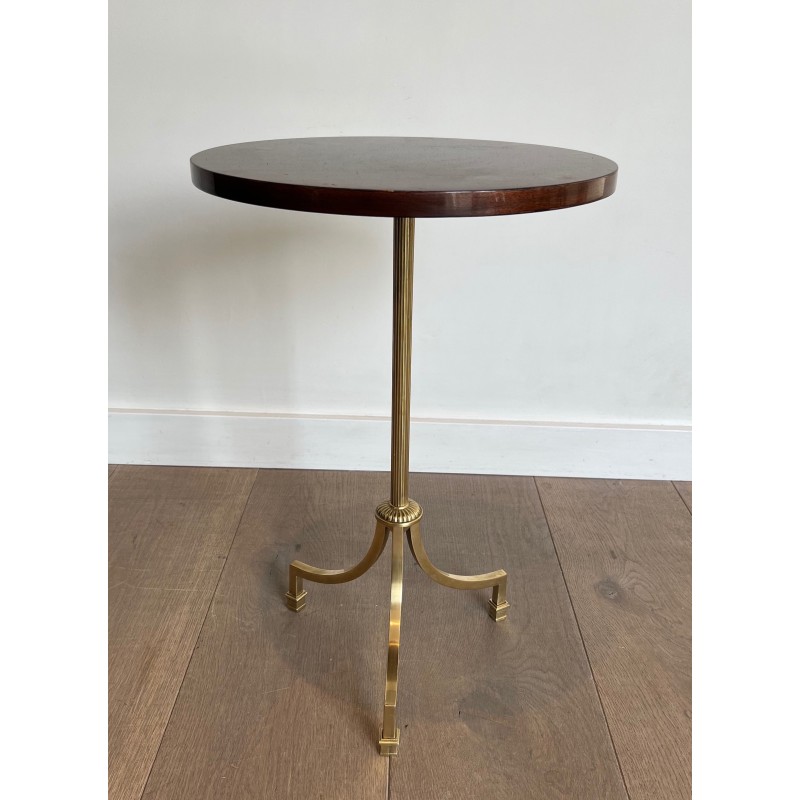 Neoclassical Brass and Mahogany Tripod Guéridon, Maison Jansen, Circa 1940