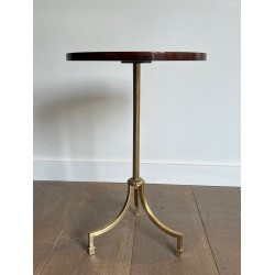 Neoclassical Brass and Mahogany Tripod Guéridon, Maison Jansen, Circa 1940