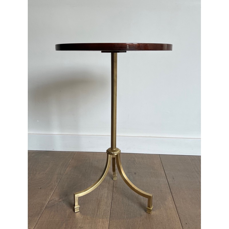 Neoclassical Brass and Mahogany Tripod Guéridon, Maison Jansen, Circa 1940