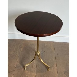 Neoclassical Brass and Mahogany Tripod Guéridon, Maison Jansen, Circa 1940