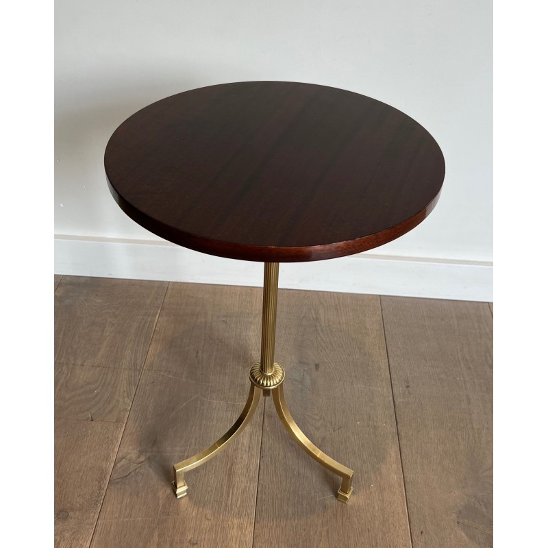 Neoclassical Brass and Mahogany Tripod Guéridon, Maison Jansen, Circa 1940