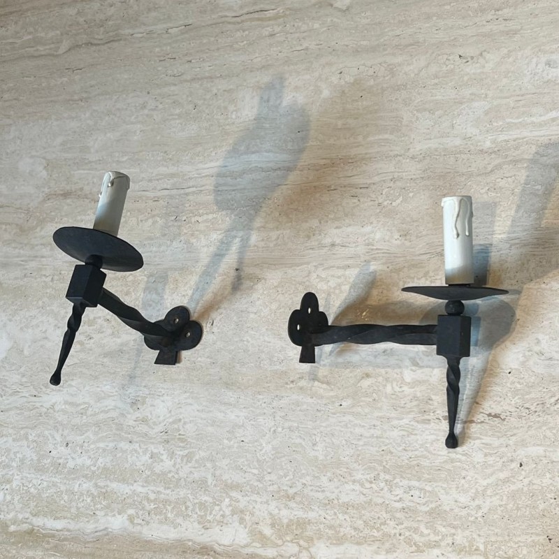 Suite de Quatre Appliques en Fer Forgé