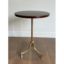 Neoclassical Brass and Mahogany Tripod Guéridon, Maison Jansen, Circa 1940