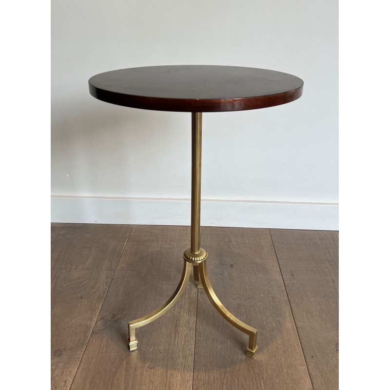 Neoclassical Brass and Mahogany Tripod Guéridon, Maison Jansen, Circa 1940
