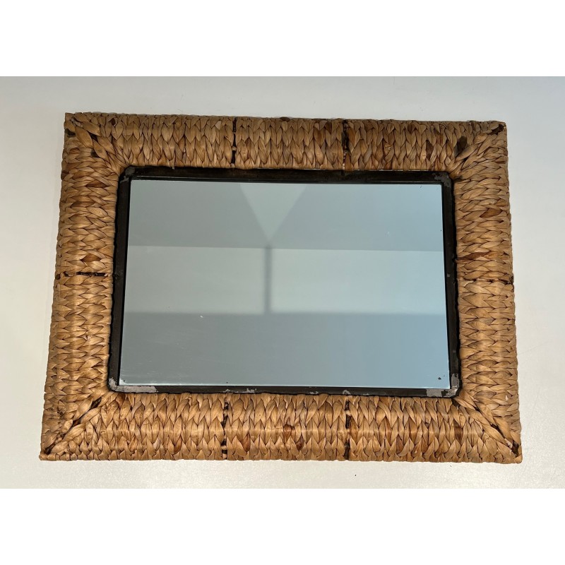 Rectangular Rope Mirror, French Work, Circa 1970