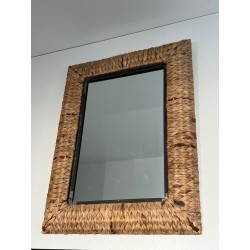 Rectangular Rope Mirror, French Work, Circa 1970
