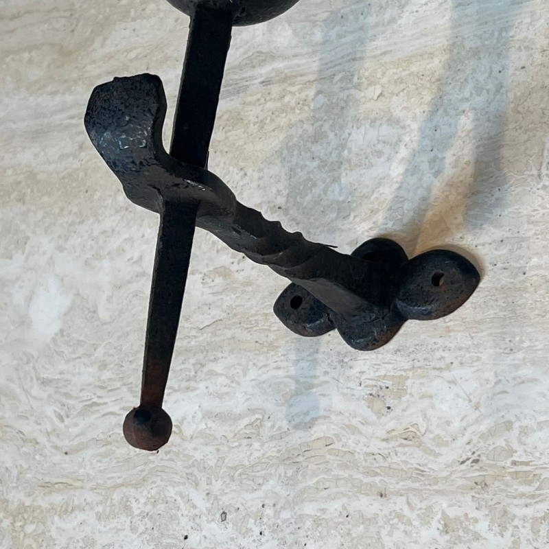 Pair of Gothic Style Wrought Iron Wall Lights