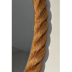 Oval Rope Mirror, French Work in the Taste of Audoux-Minet, Circa 1970