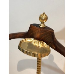 Neoclassical Brass and Red Velvet Gentleman's Valet Stand, Maison Jansen, Circa 1940