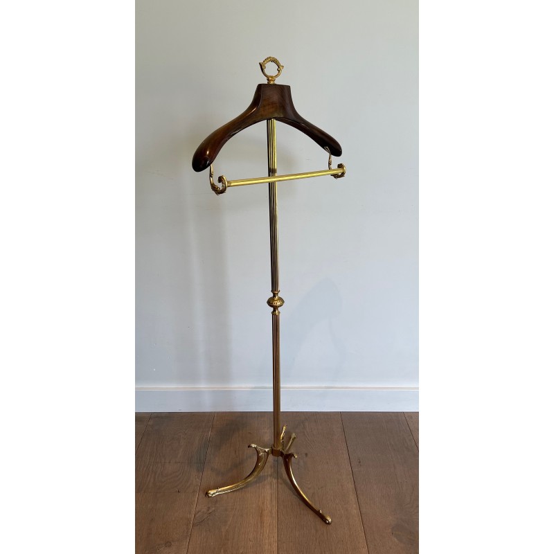 Neoclassical Brass and Wood Gentleman's Valet Stand, French Work, Circa 1940
