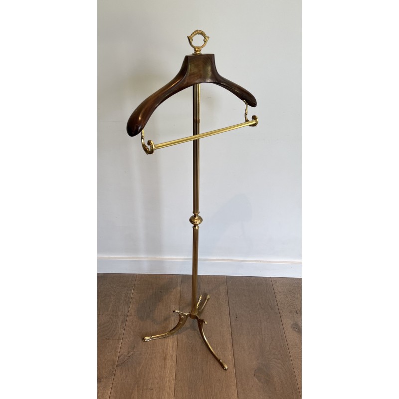 Neoclassical Brass and Wood Gentleman's Valet Stand, French Work, Circa 1940