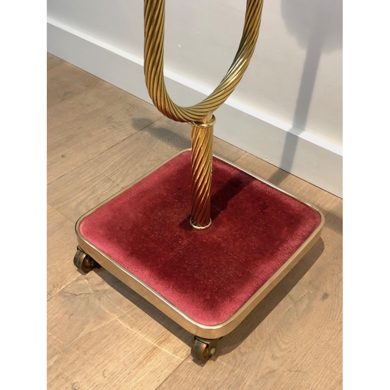 Neoclassical Brass and Red Velvet Gentleman's Valet Stand, Maison Jansen, Circa 1940