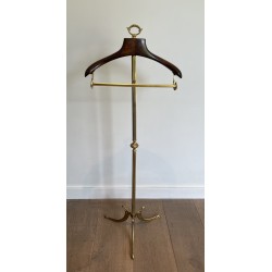Neoclassical Brass and Wood Gentleman's Valet Stand, French Work, Circa 1940