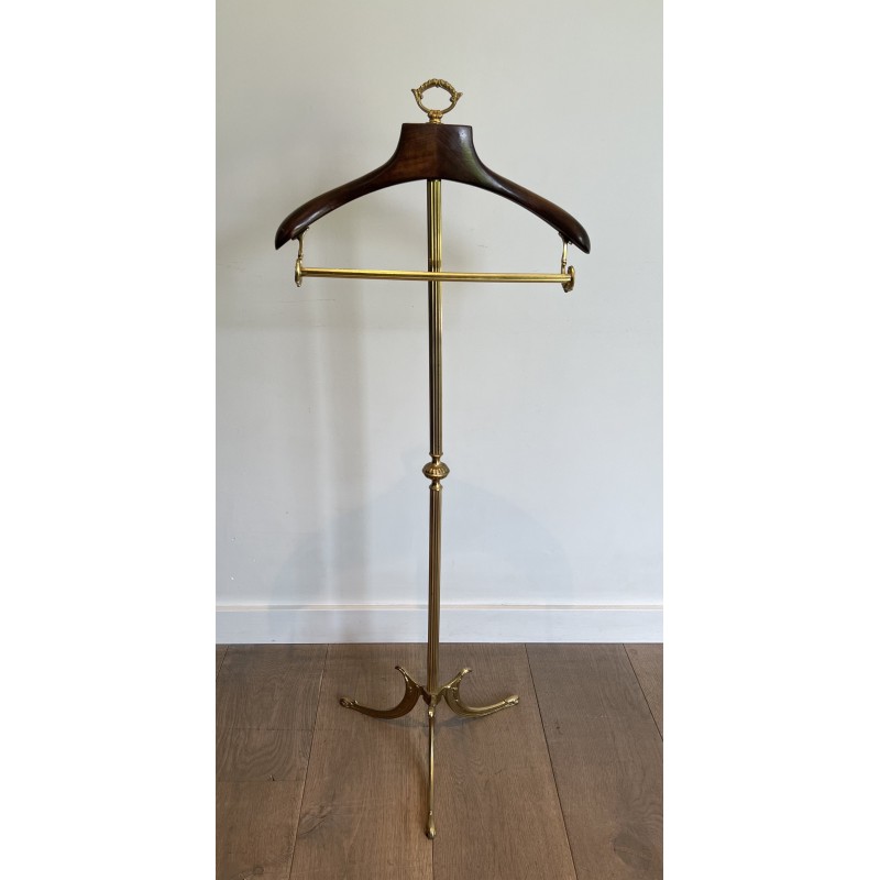 Neoclassical Brass and Wood Gentleman's Valet Stand, French Work, Circa 1940