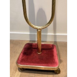 Valet de Nuit Néoclassique en Laiton et Velours Rouge, Maison Jansen, Vers 1940