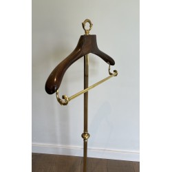 Neoclassical Brass and Wood Gentleman's Valet Stand, French Work, Circa 1940