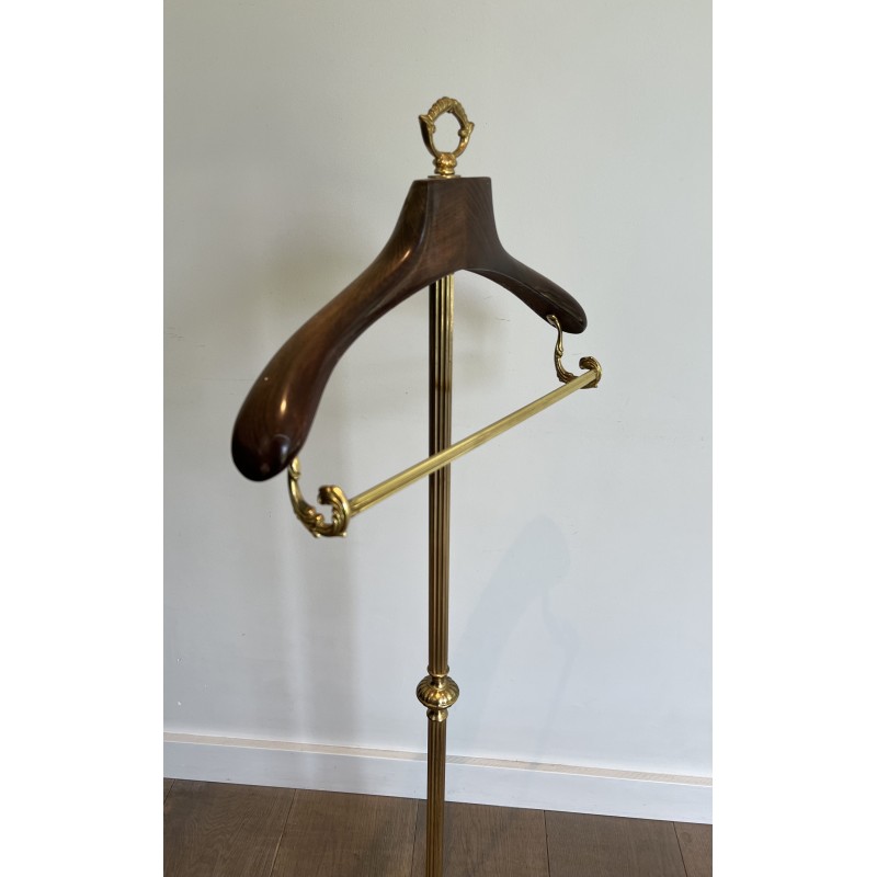 Neoclassical Brass and Wood Gentleman's Valet Stand, French Work, Circa 1940