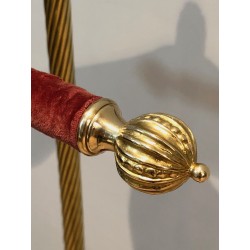 Valet de Nuit Néoclassique en Laiton et Velours Rouge, Maison Jansen, Vers 1940