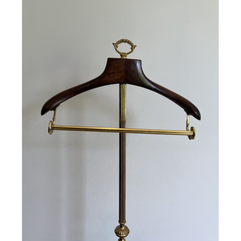 Neoclassical Brass and Wood Gentleman's Valet Stand, French Work, Circa 1940