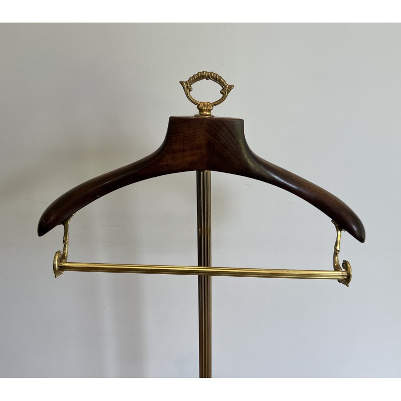 Neoclassical Brass and Wood Gentleman's Valet Stand, French Work, Circa 1940