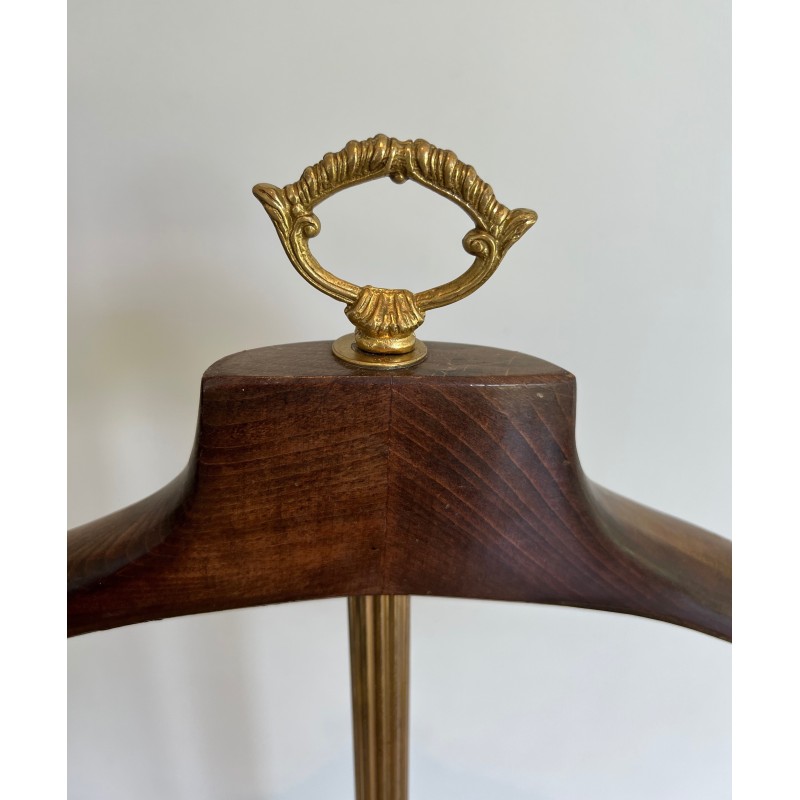 Neoclassical Brass and Wood Gentleman's Valet Stand, French Work, Circa 1940