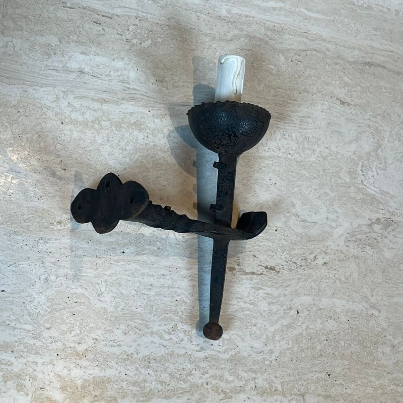 Pair of Gothic Style Wrought Iron Wall Lights