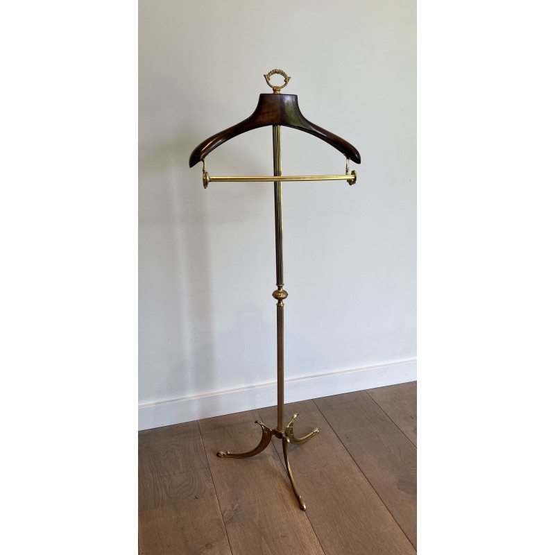 Neoclassical Brass and Wood Gentleman's Valet Stand, French Work, Circa 1940