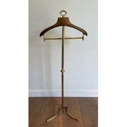 Valet de Nuit Néoclassique en Laiton et Bois, Travail Français, Vers 1940