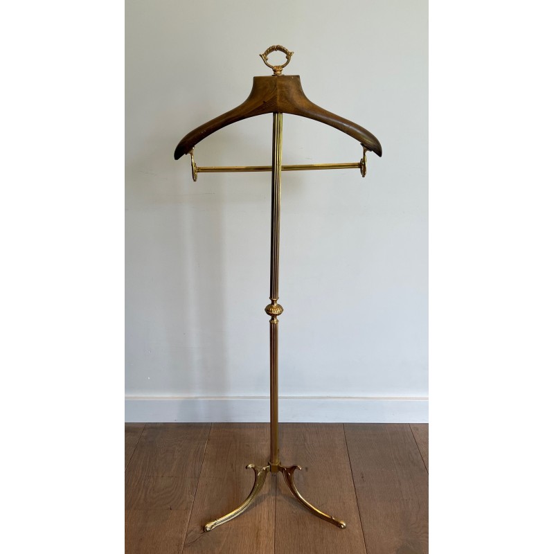 Neoclassical Brass and Wood Gentleman's Valet Stand, French Work, Circa 1940