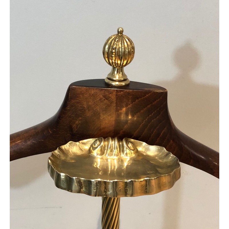 Neoclassical Brass and Red Velvet Gentleman's Valet Stand, Maison Jansen, Circa 1940