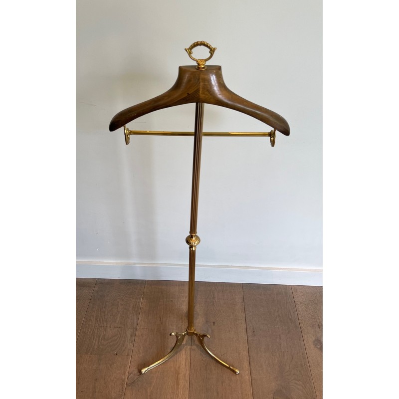 Neoclassical Brass and Wood Gentleman's Valet Stand, French Work, Circa 1940