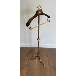 Neoclassical Brass and Wood Gentleman's Valet Stand, French Work, Circa 1940