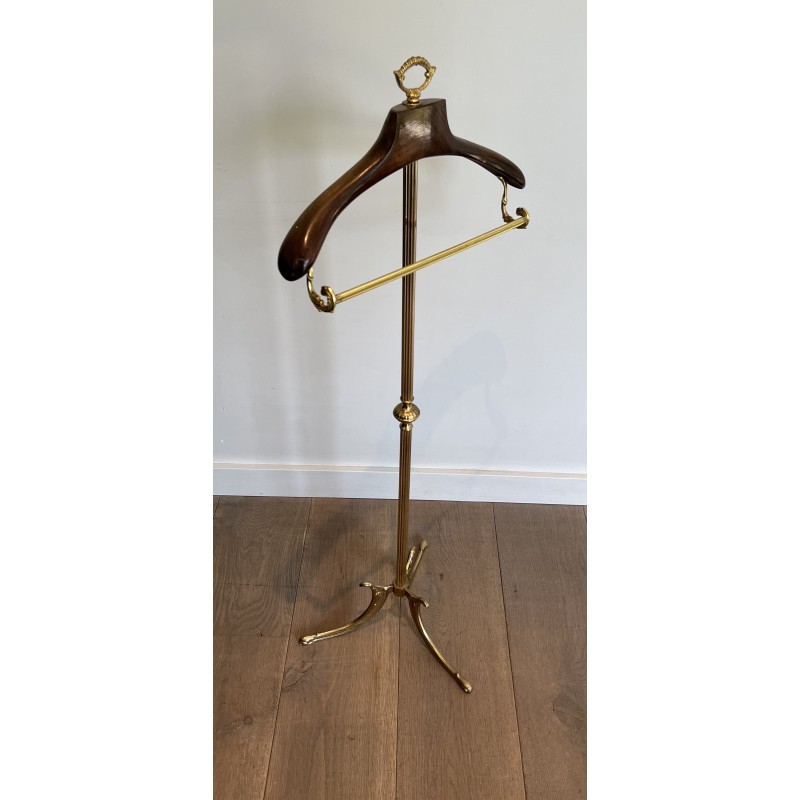 Neoclassical Brass and Wood Gentleman's Valet Stand, French Work, Circa 1940