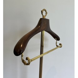 Neoclassical Brass and Wood Gentleman's Valet Stand, French Work, Circa 1940
