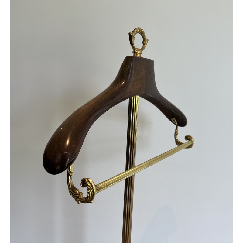 Neoclassical Brass and Wood Gentleman's Valet Stand, French Work, Circa 1940